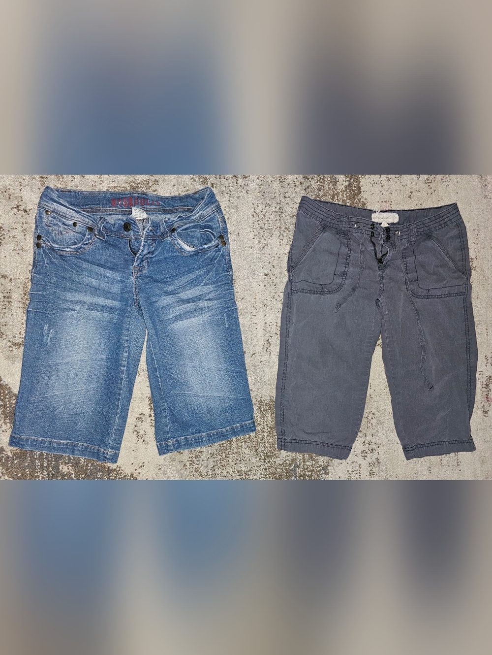 Blue Denim and Charcoal Women’s Shorts Set